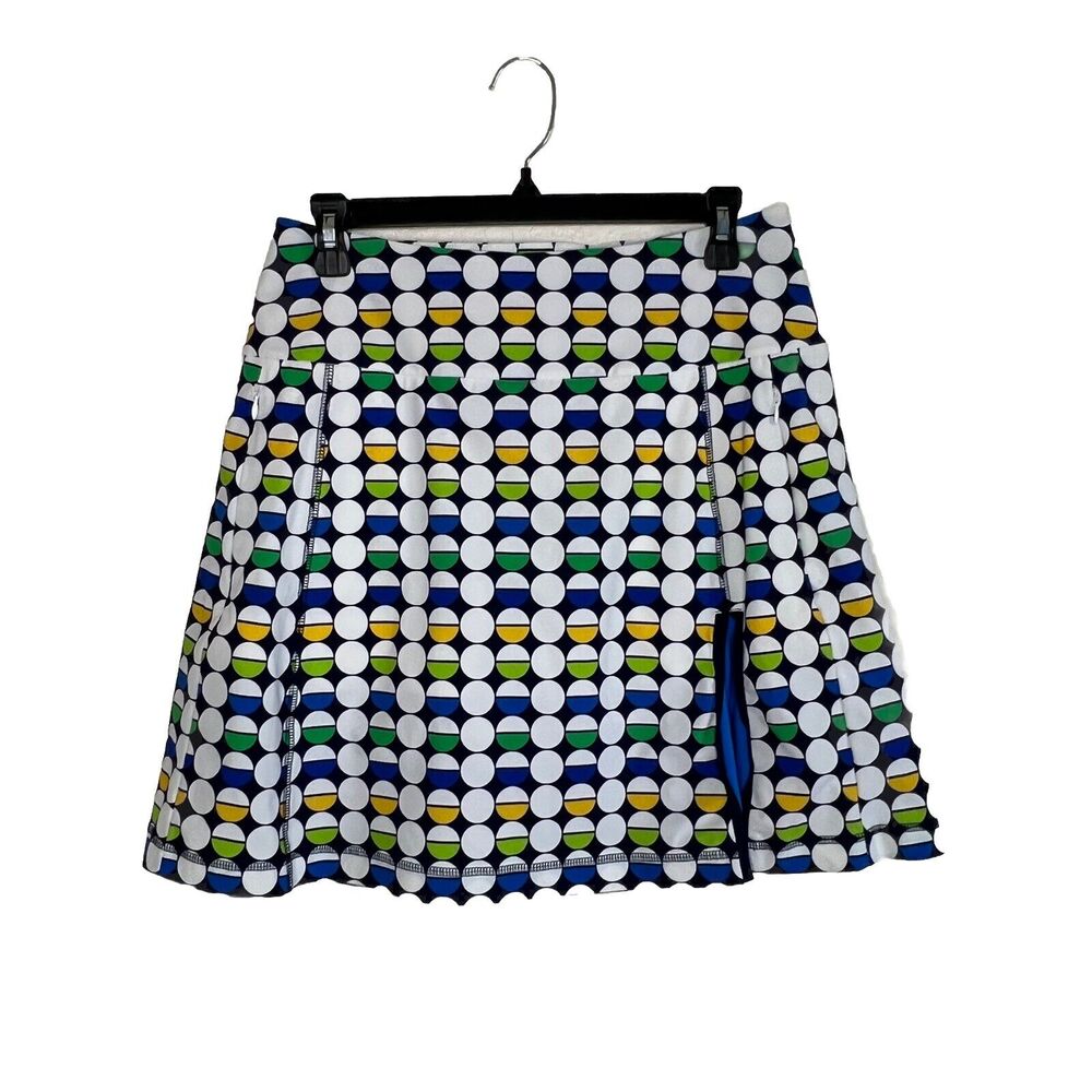 Kinona Navy, White, Green & Yellow Polka Dot Skort